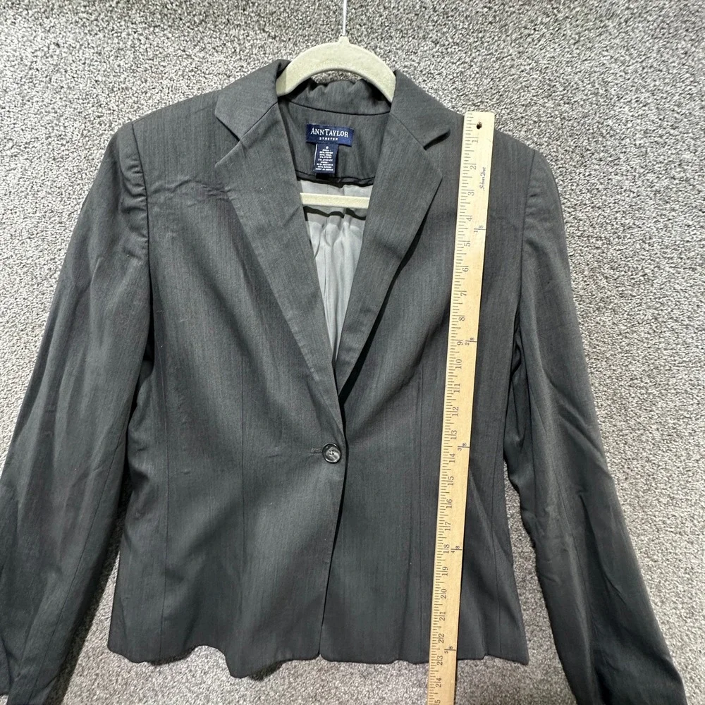 Ann Taylor Blazer Jacket Women 6 Gray Single Button Business Career Notch‎ Lapel - Picture 5 of 11